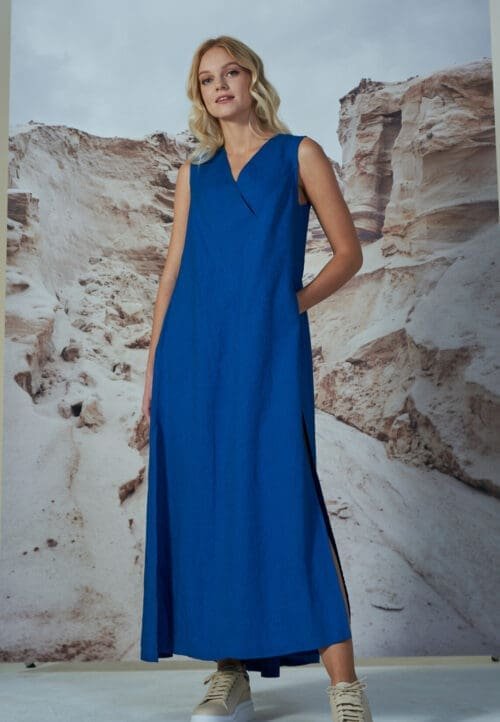 Princess Blue ilga lino suknelė