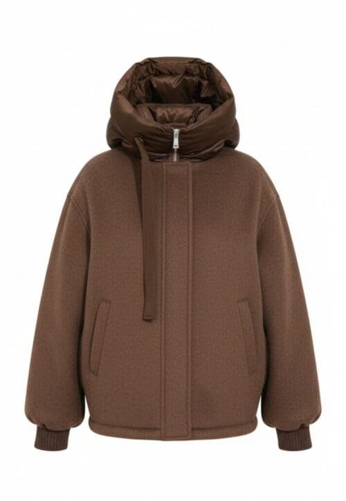 Brown asymmetrical short coat-jacket