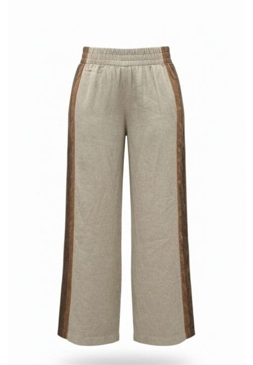 tiesios linines kelnes ant gumos