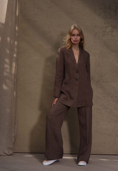 100% Linen Blazer with Side Slits