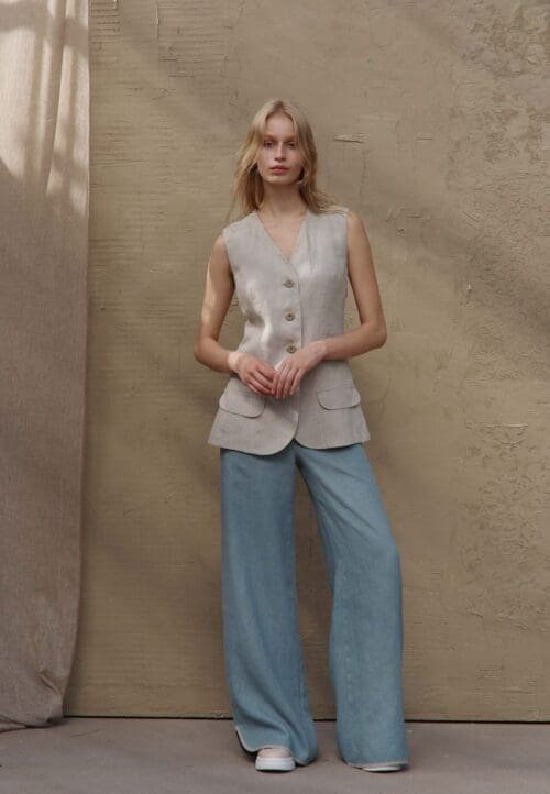 Moteriška 100% Lino prailginto silueto liemenė