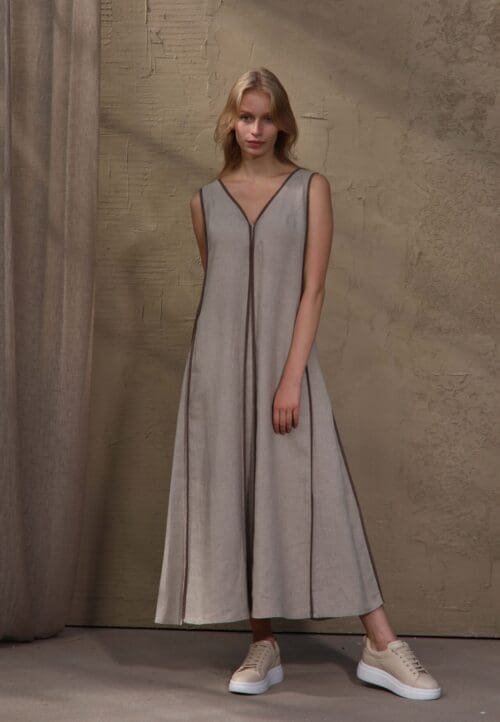 SL82633 ilga linine suknele -1