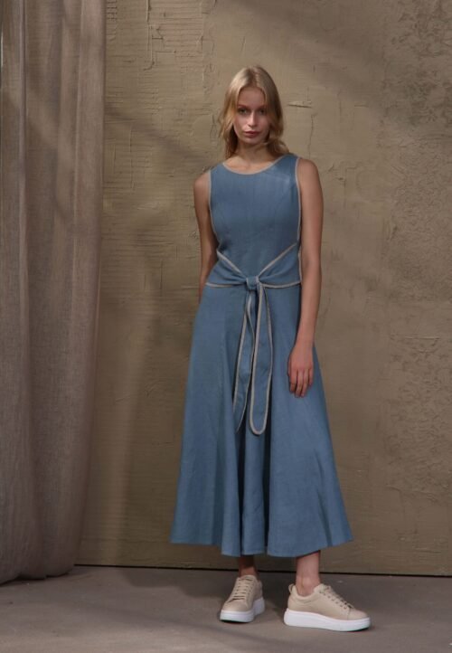 SL82648SB midi ilgio linine suknele