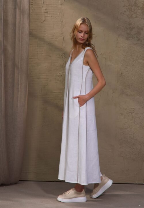 SL82633B striped linen dress